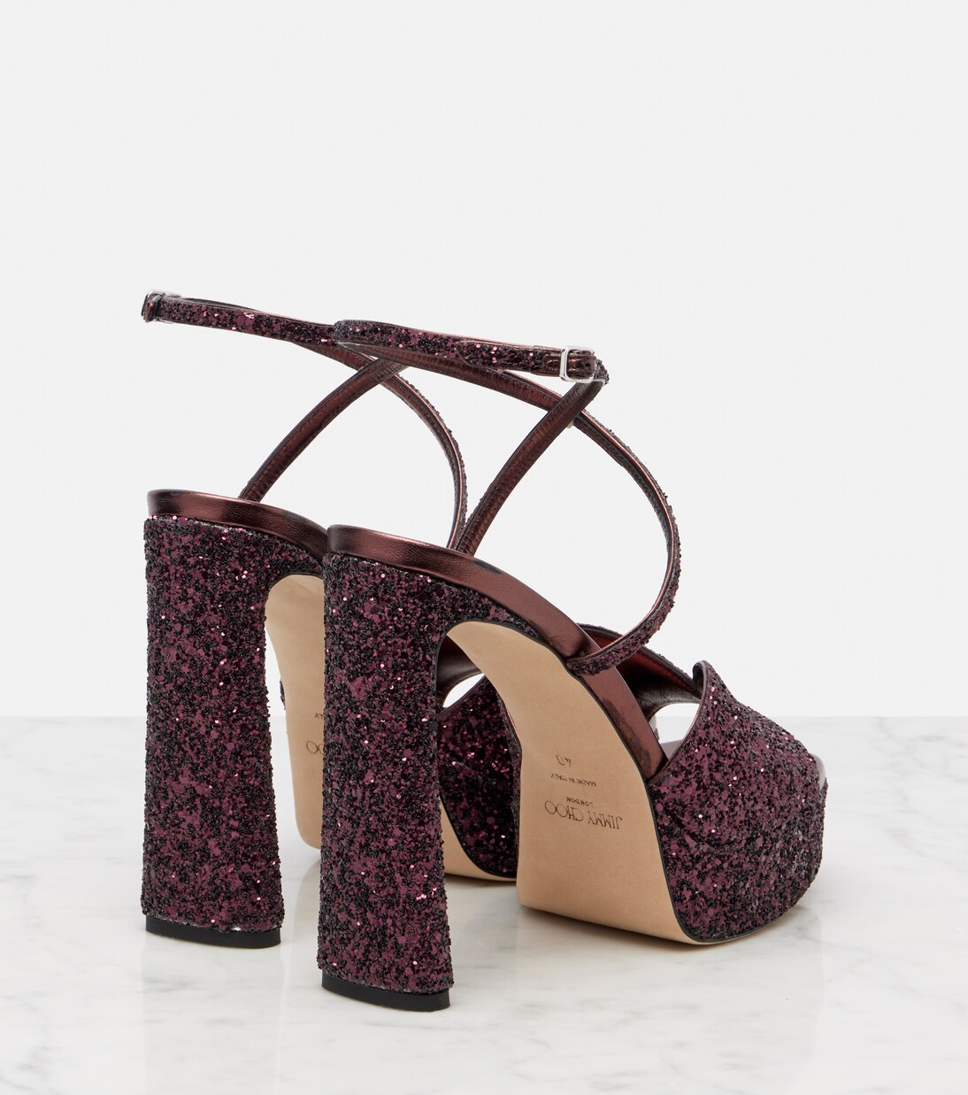 Karli 125 glitter platform sandals | Jimmy Choo