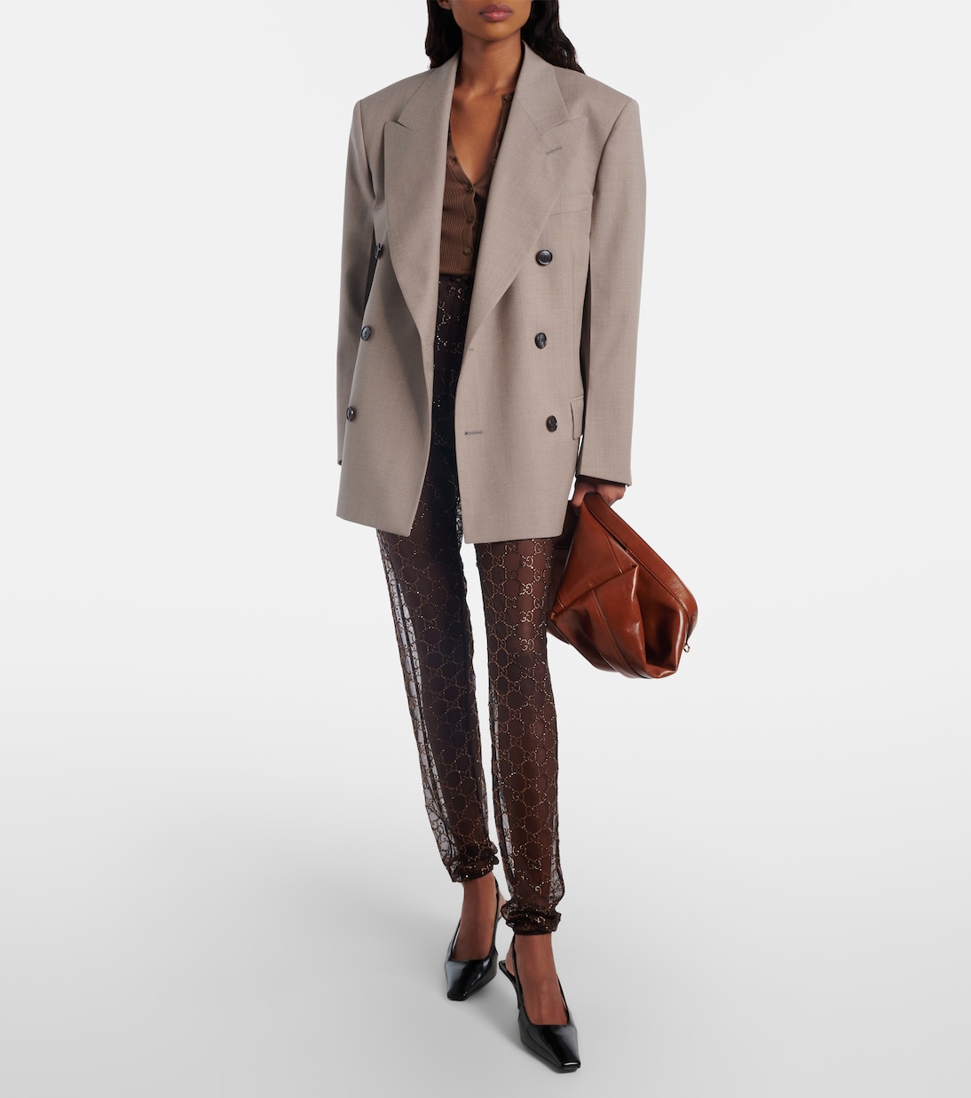 Double-breasted wool mouliné blazer | Gucci