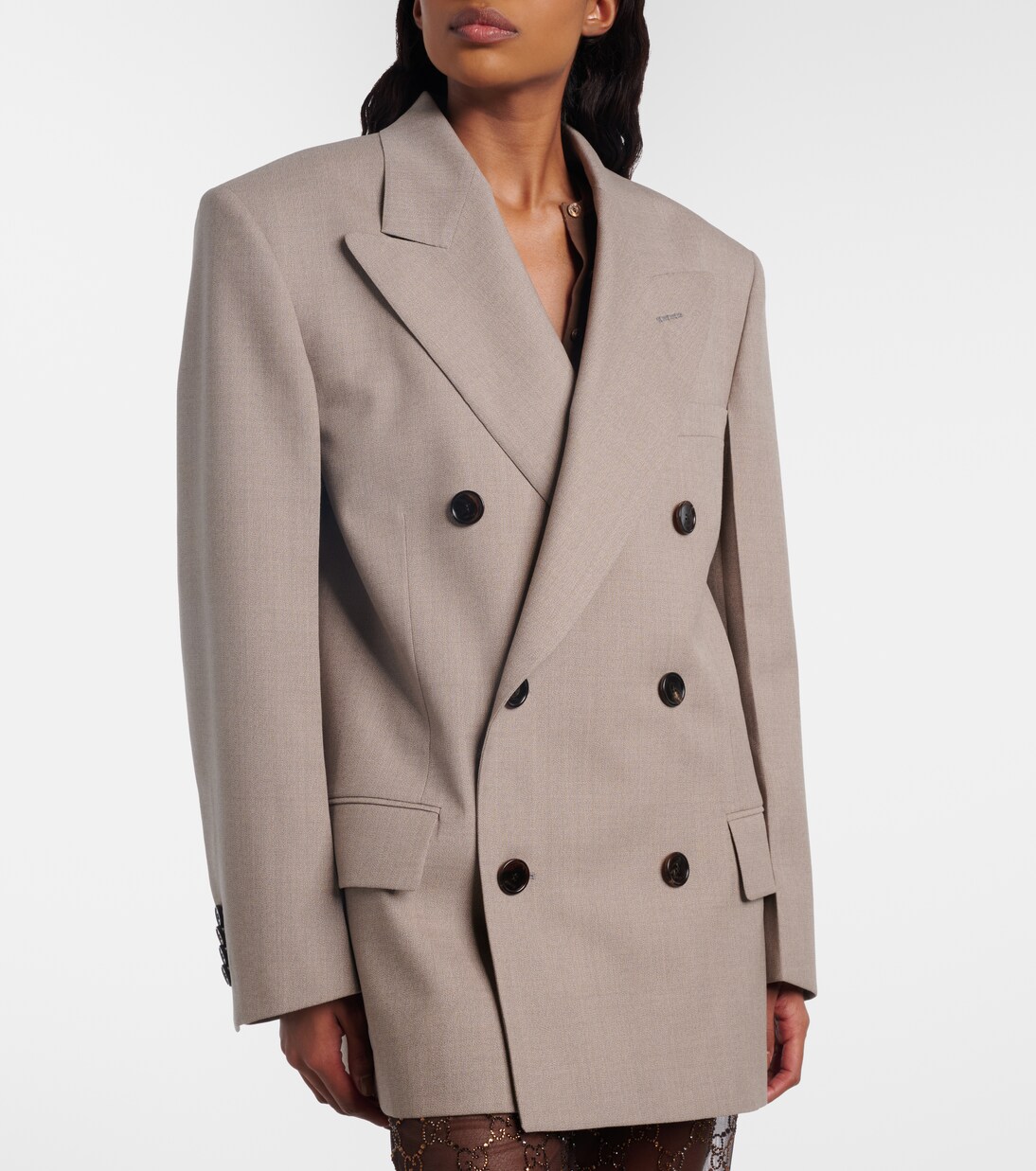 Double-breasted wool mouliné blazer | Gucci