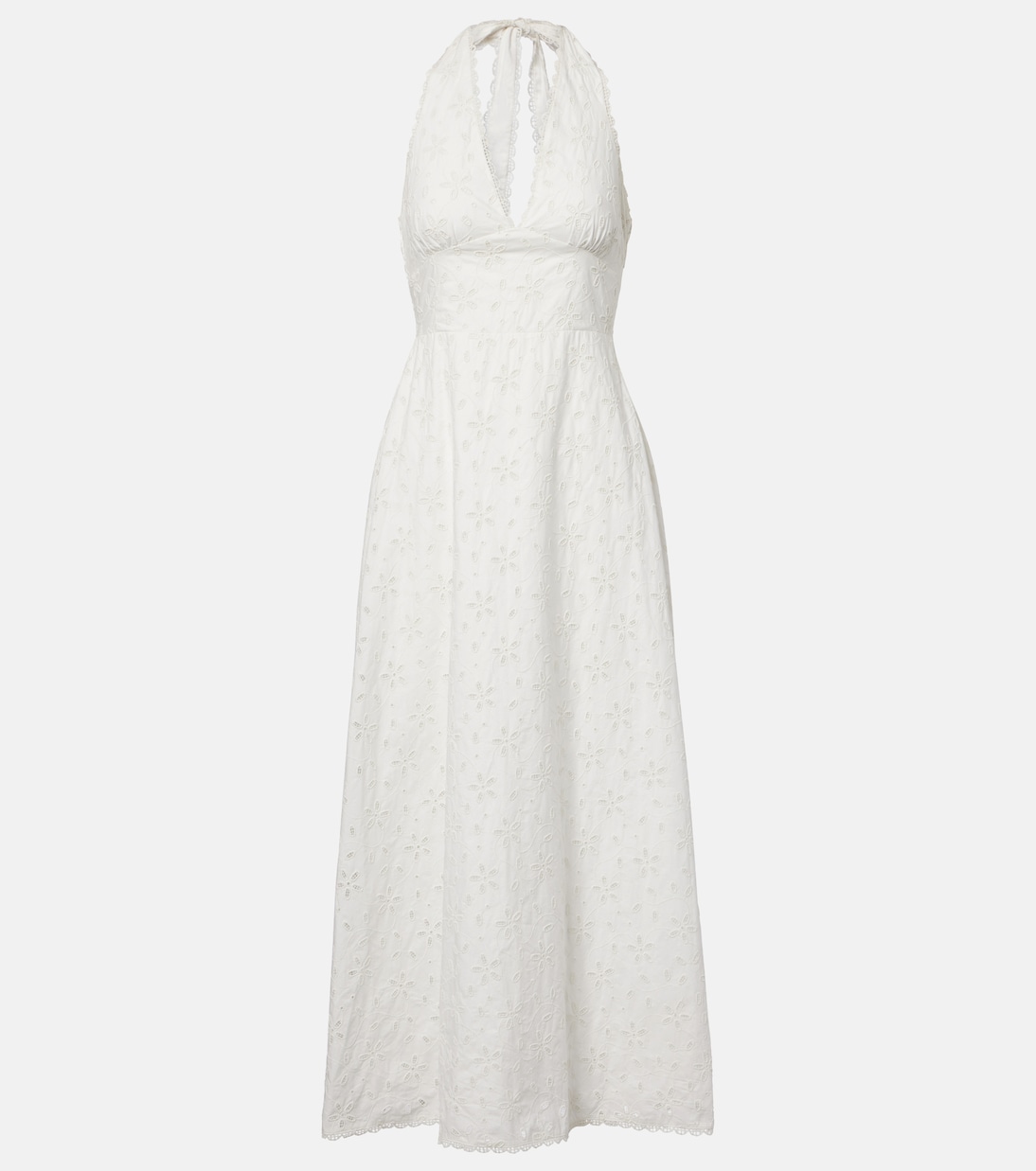Salma embroidered halterneck cotton midi dress | Posse