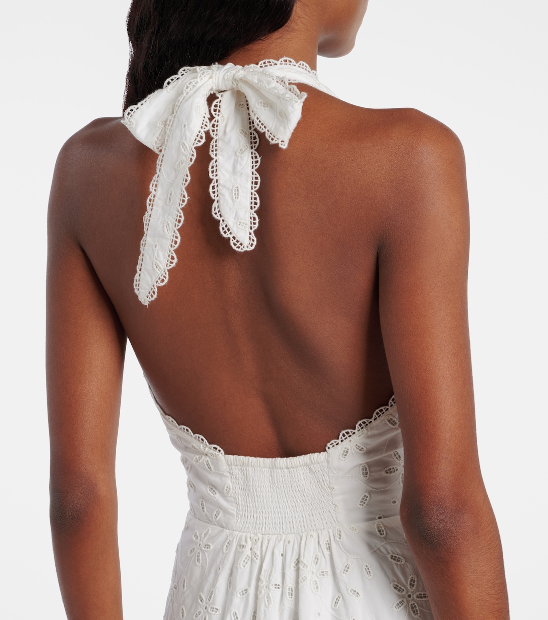 Salma embroidered halterneck cotton midi dress | Posse