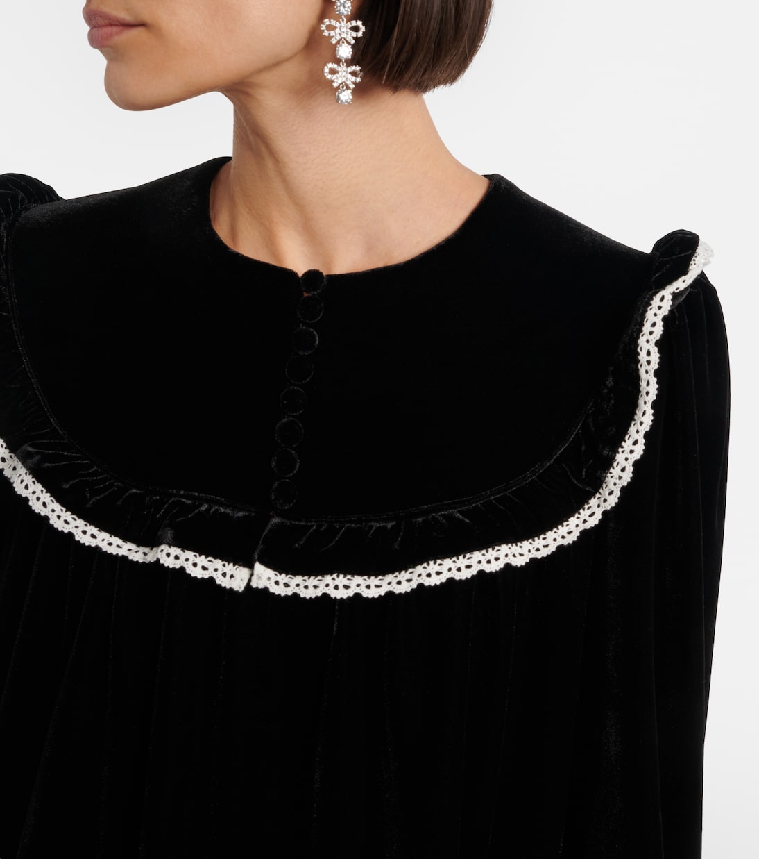 Robe en velours à dentelle | Ganni