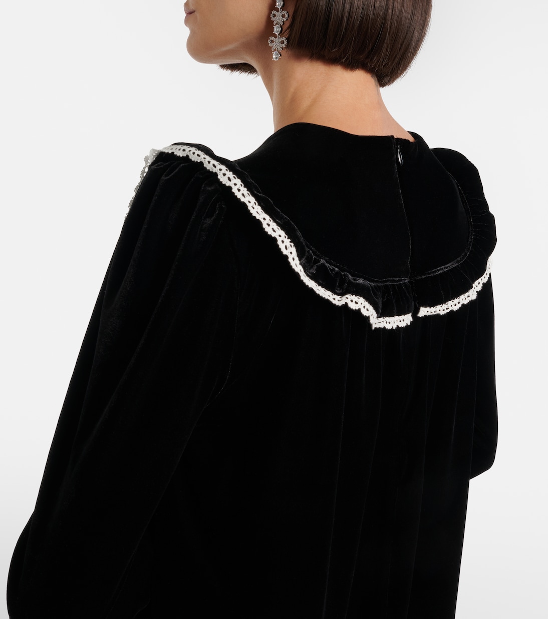 Robe en velours à dentelle | Ganni