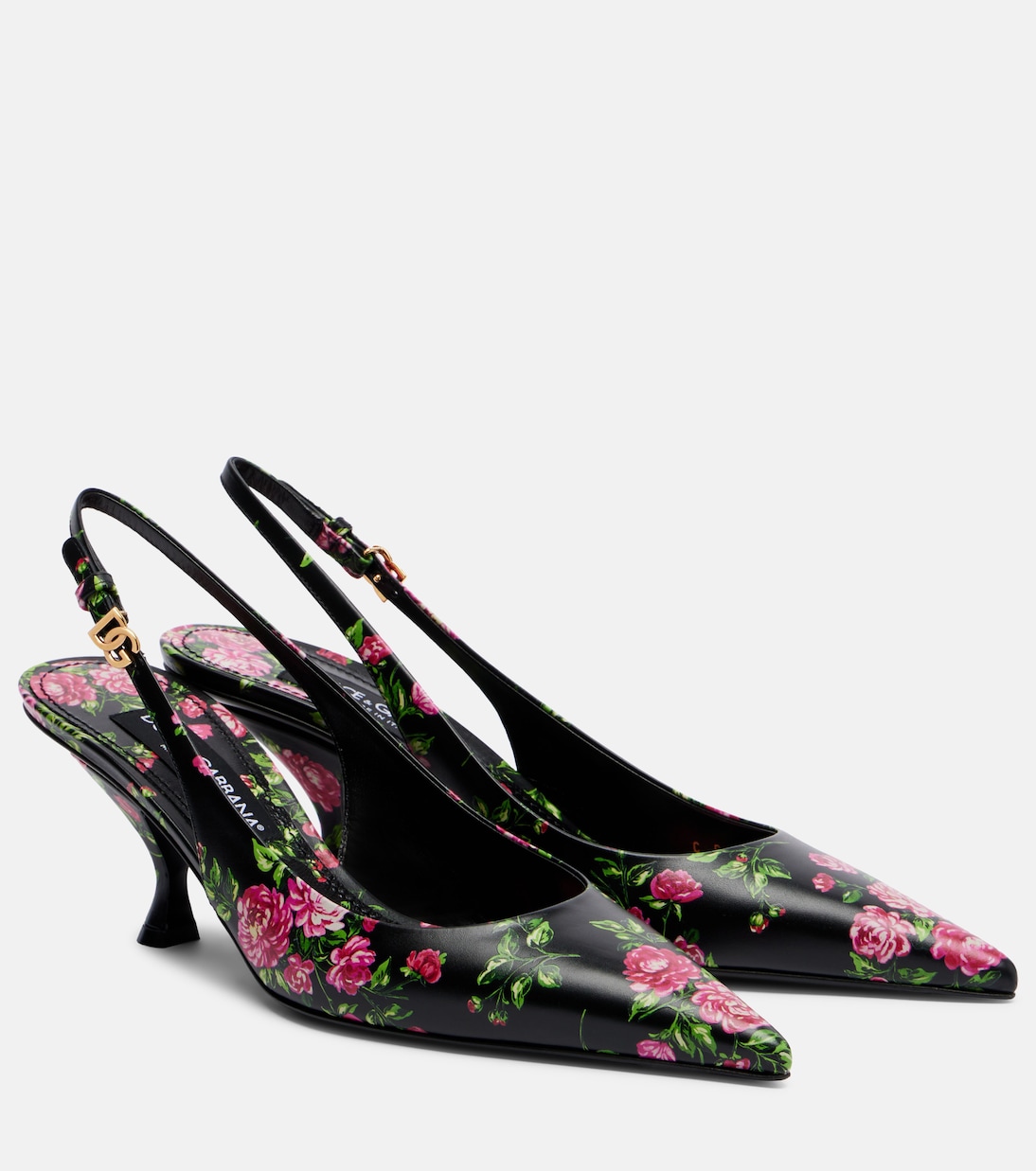 Lollo 60 floral leather slingback pumps | Dolce&Gabbana