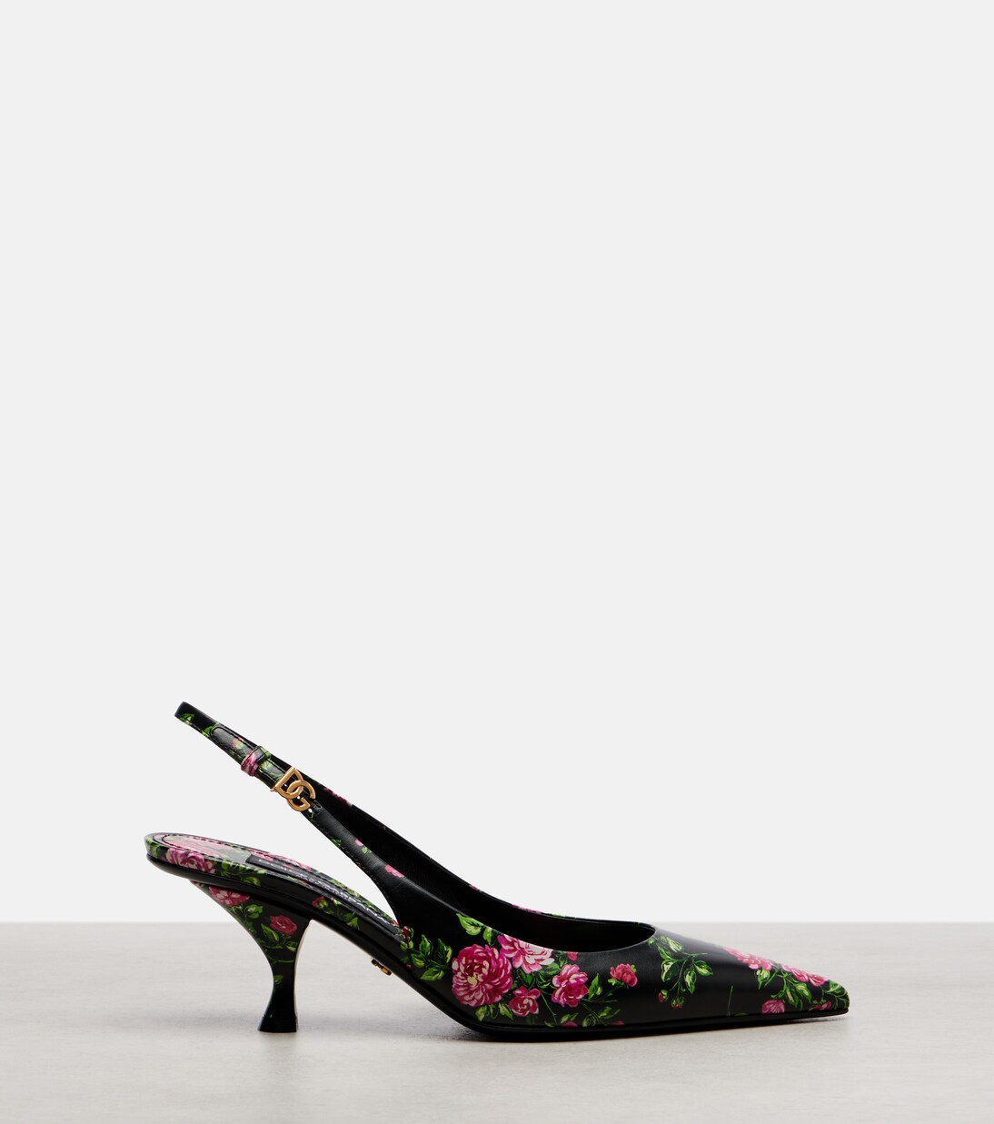 Lollo 60 floral leather slingback pumps | Dolce&Gabbana
