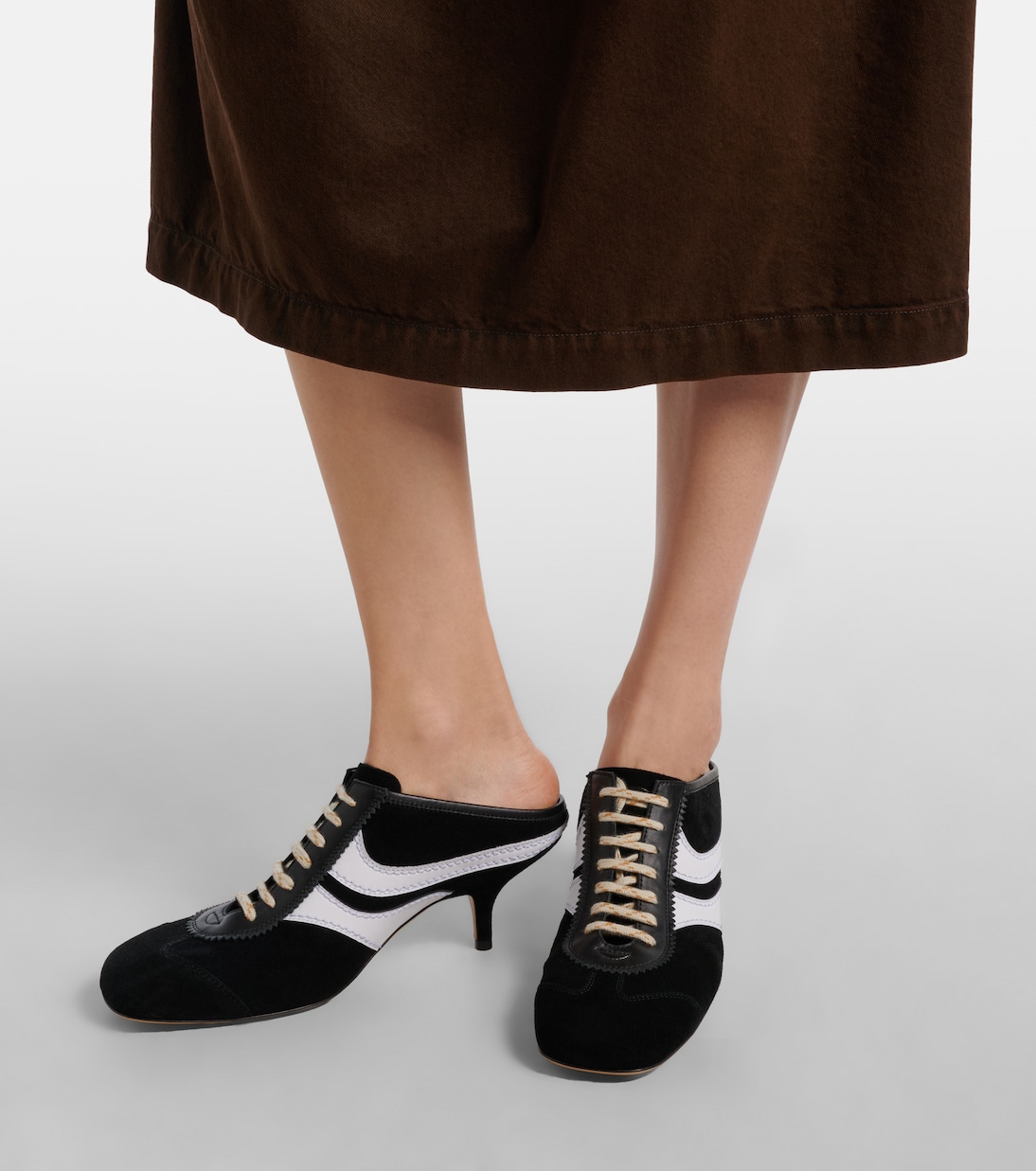 65 leather-trimmed suede mules | Dries Van Noten