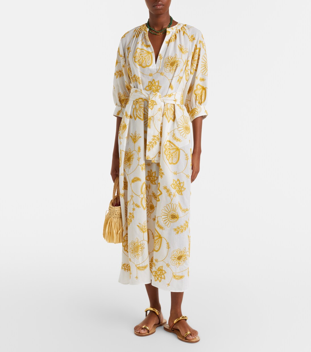 Anjana embroidered cotton-blend midi dress | Eres