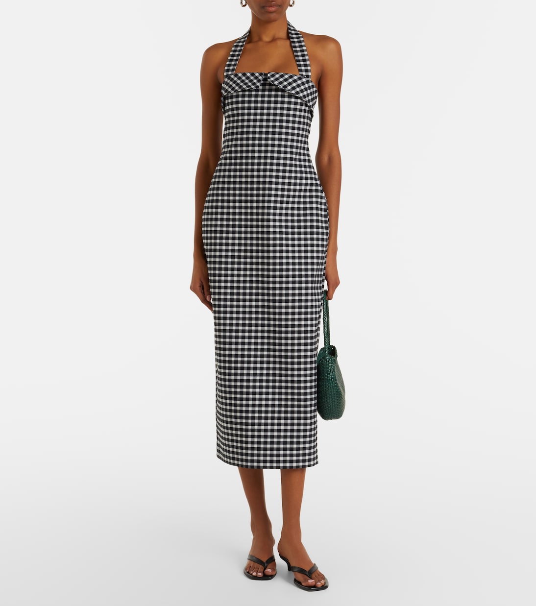 Chiara gingham cotton-blend midi dress | Posse