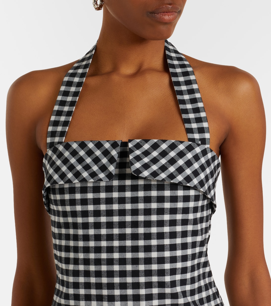 Chiara gingham cotton-blend midi dress | Posse