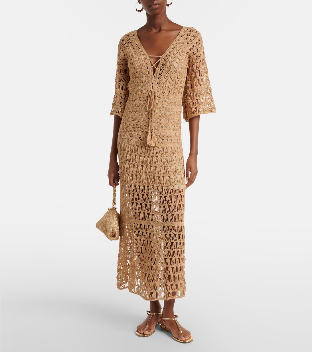 Vestido largo Marissa de croché de algodón | Anna Kosturova