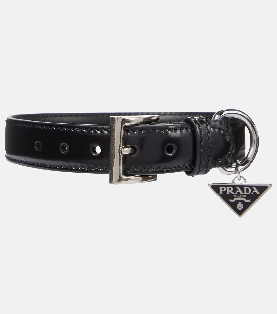 Brushed leather dog collar | Prada