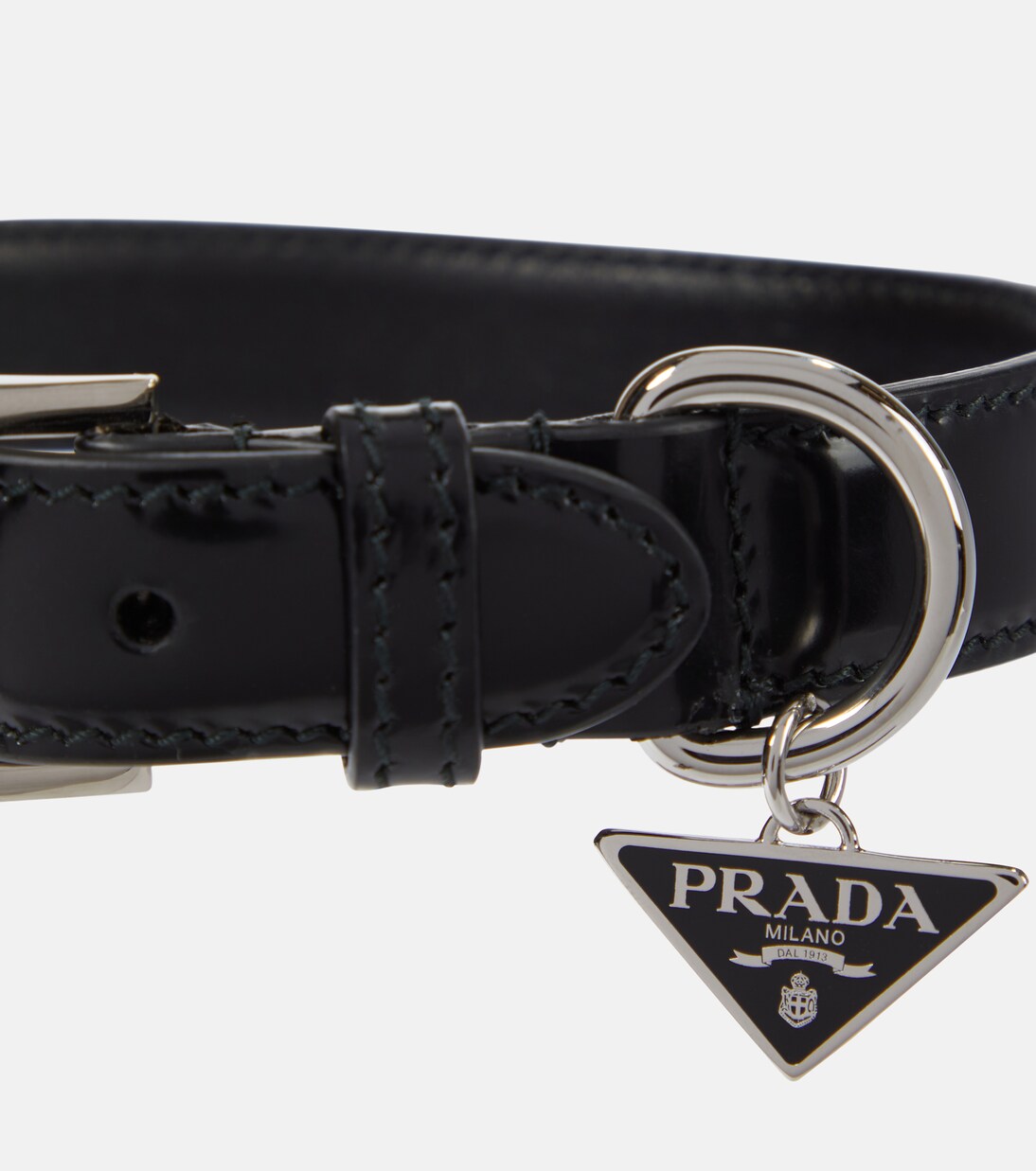 Brushed leather dog collar | Prada
