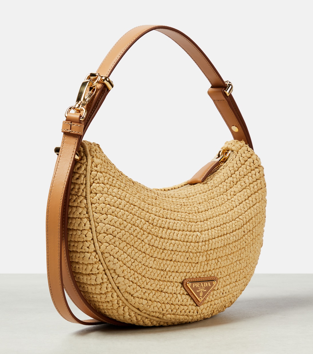 Prada Arqué raffia-effect shoulder bag | Prada