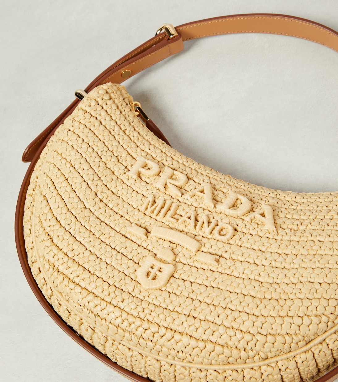Prada Arqué raffia-effect shoulder bag | Prada