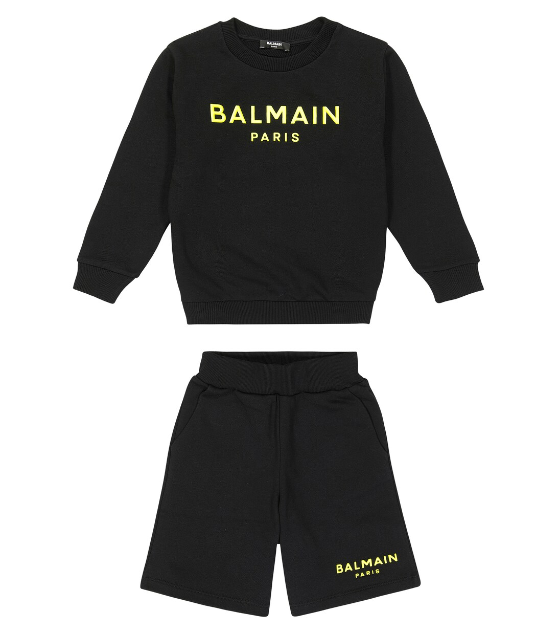 Cotton fleece sweatshirt and shorts set | Balmain Kids