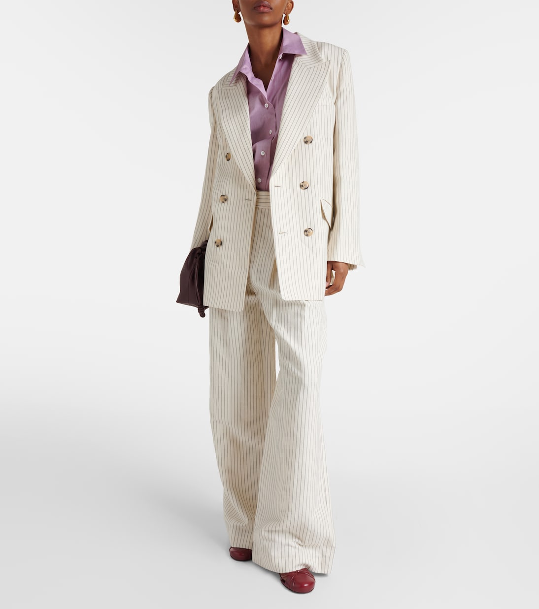 Blazer in cotone e lino a righe | Frame
