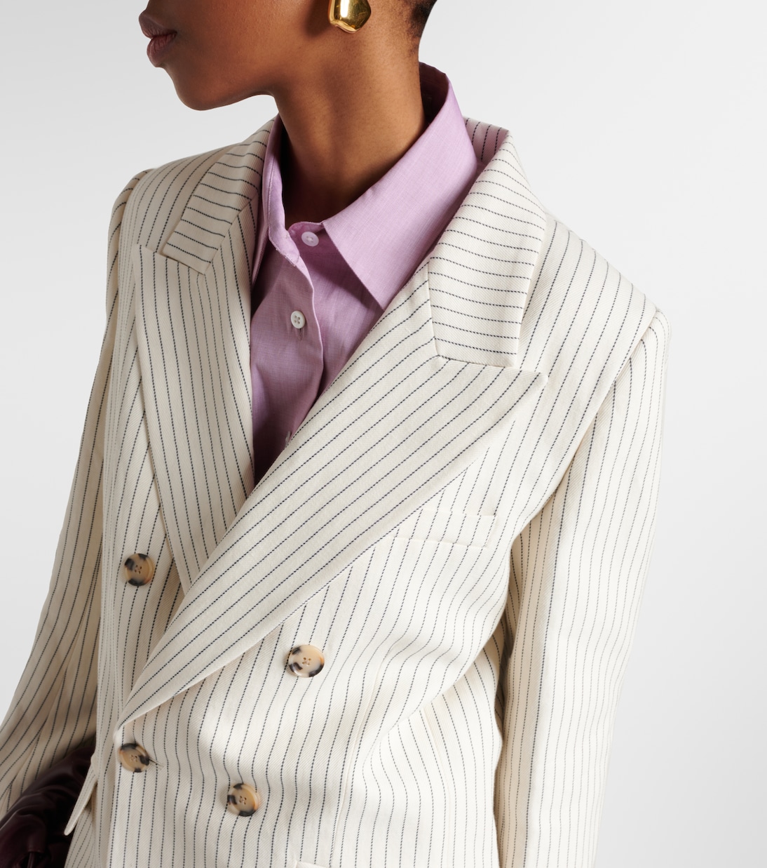Blazer in cotone e lino a righe | Frame
