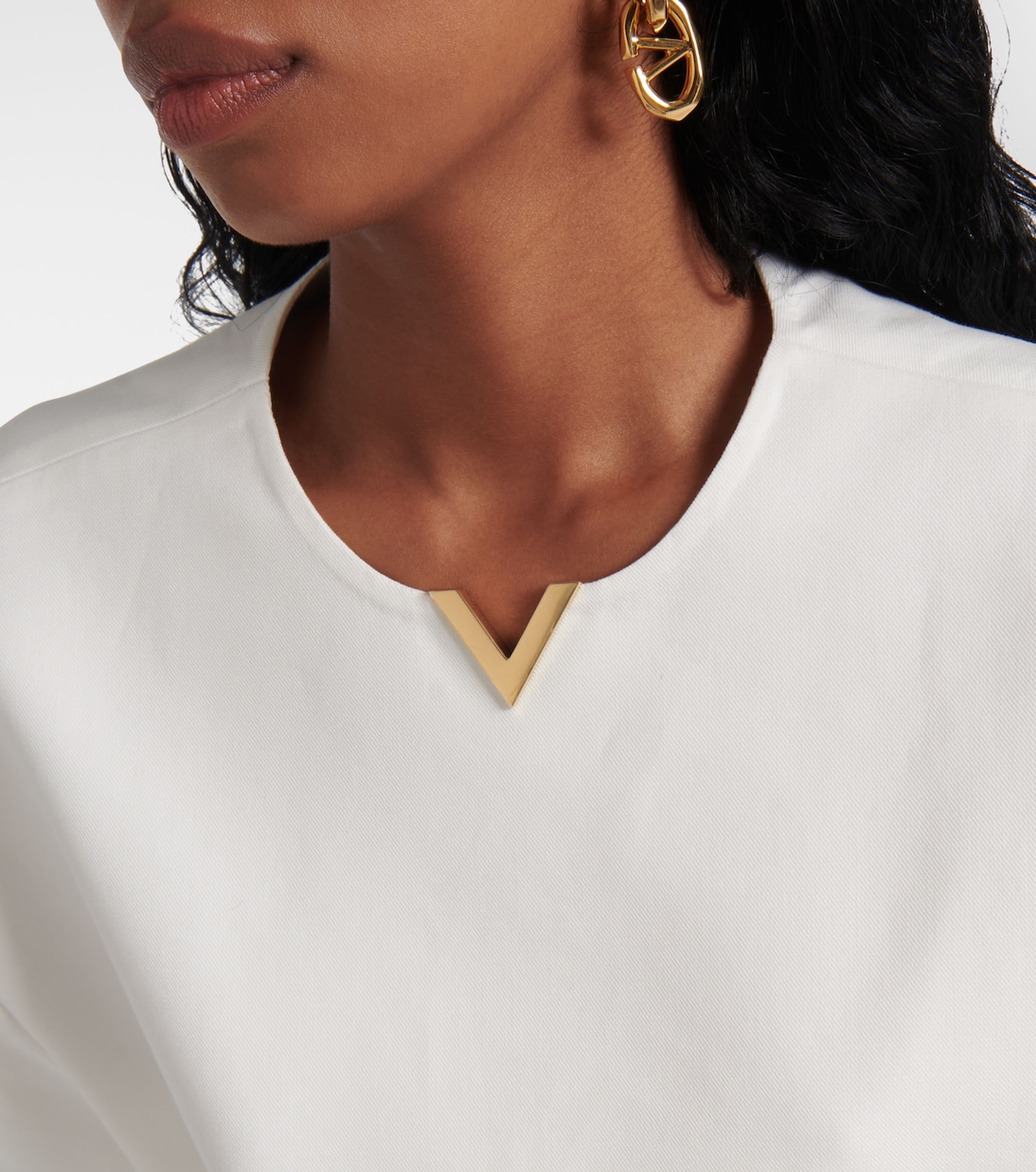 VGold cotton gabardine crop top | Valentino