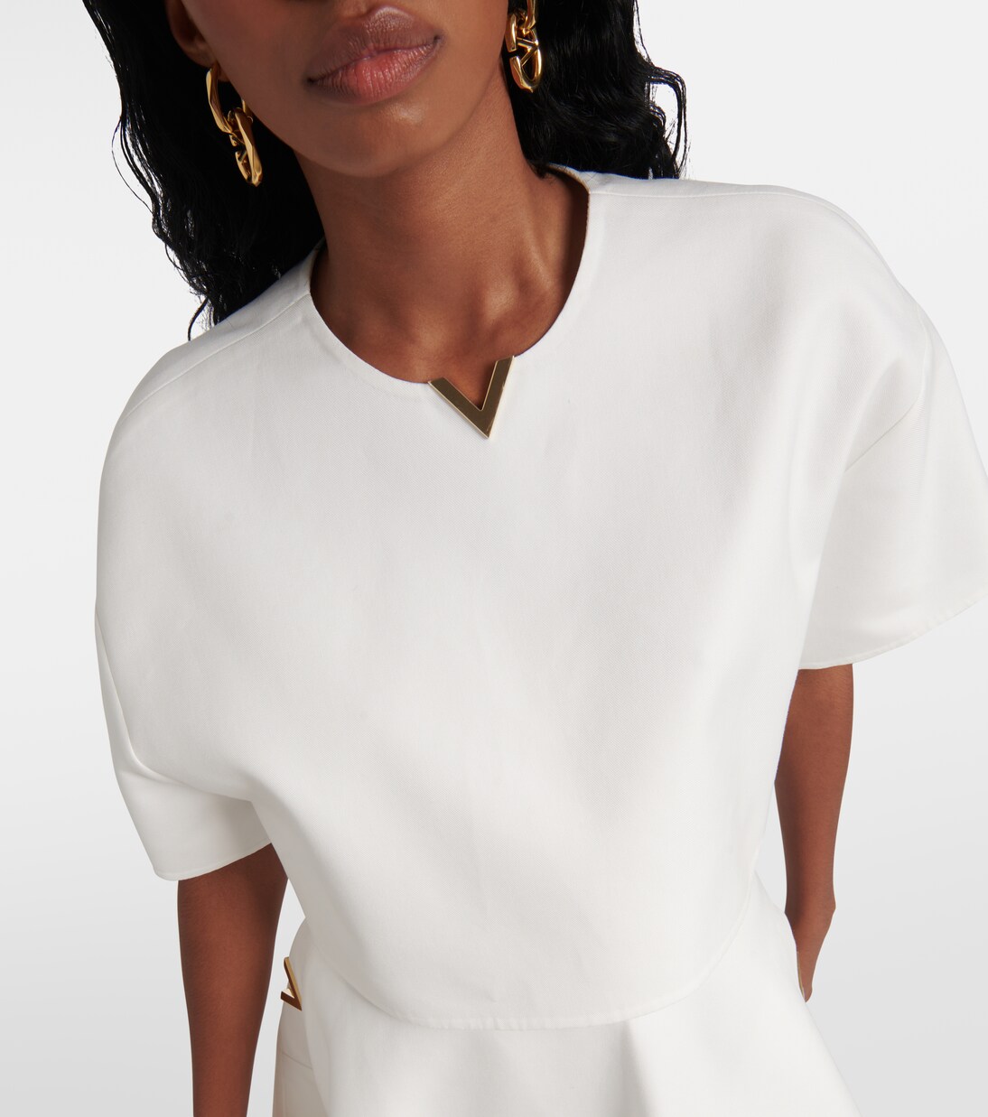 VGold cotton gabardine crop top | Valentino