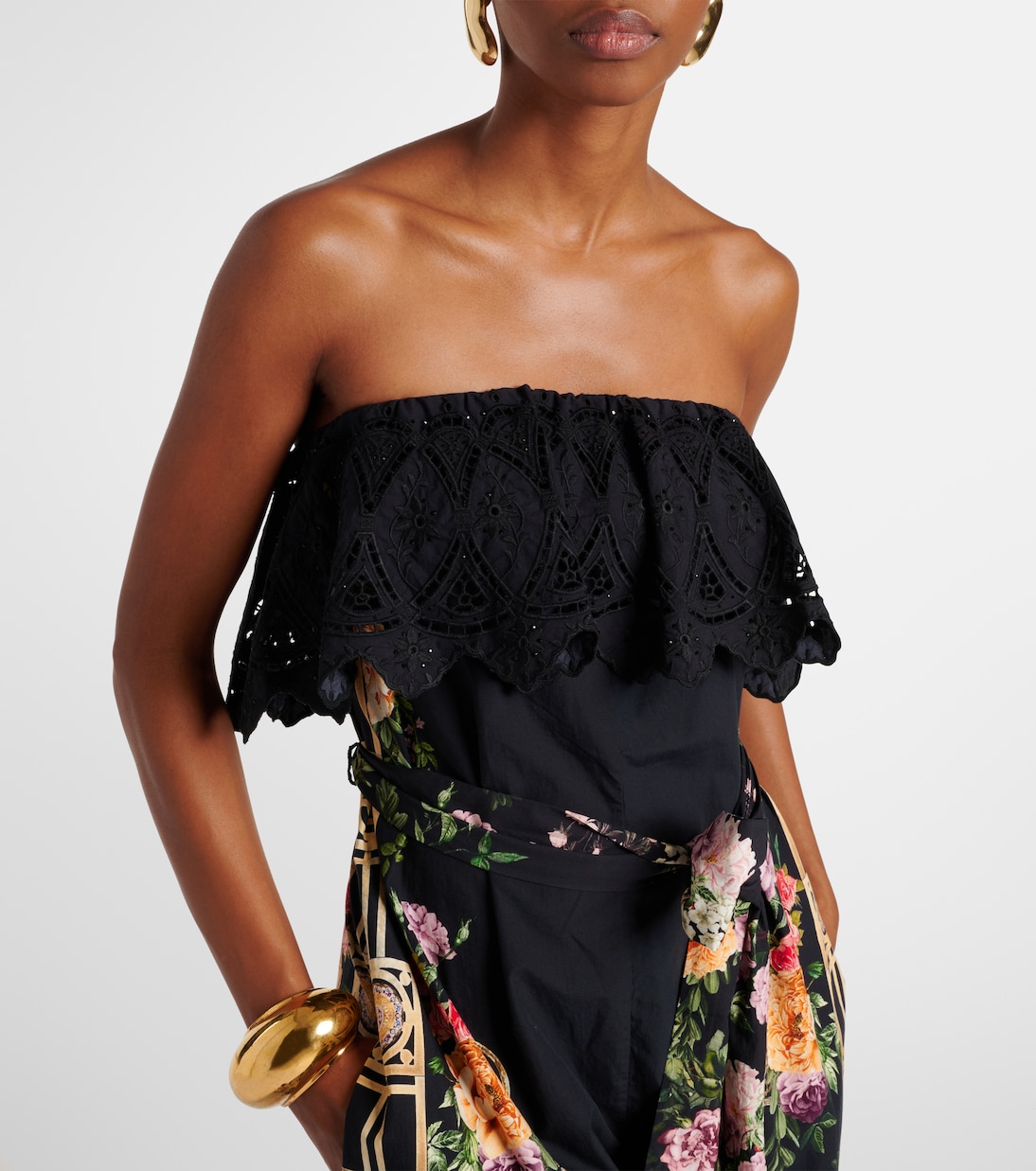 Mono de algodón floral sin tirantes | Camilla