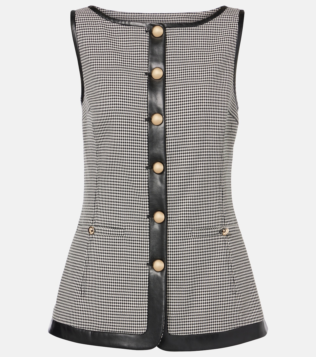 Cressida checked faux leather-trimmed vest | Simkhai