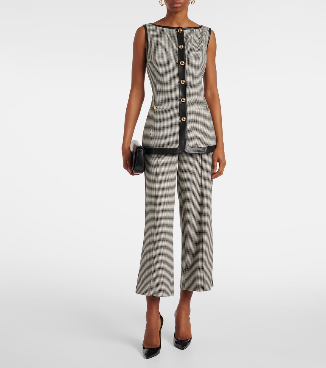 Cressida checked faux leather-trimmed vest | Simkhai