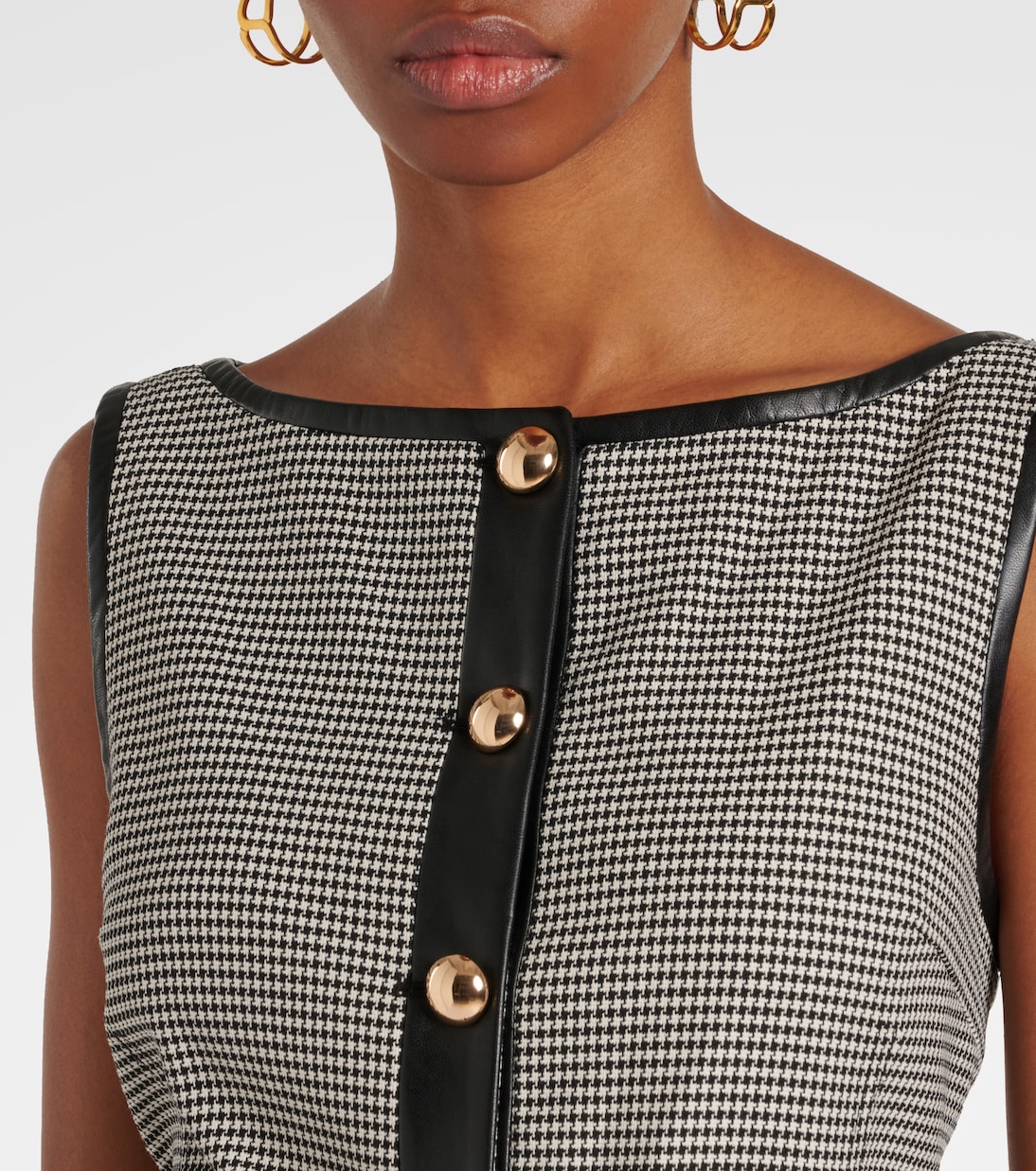 Cressida checked faux leather-trimmed vest | Simkhai