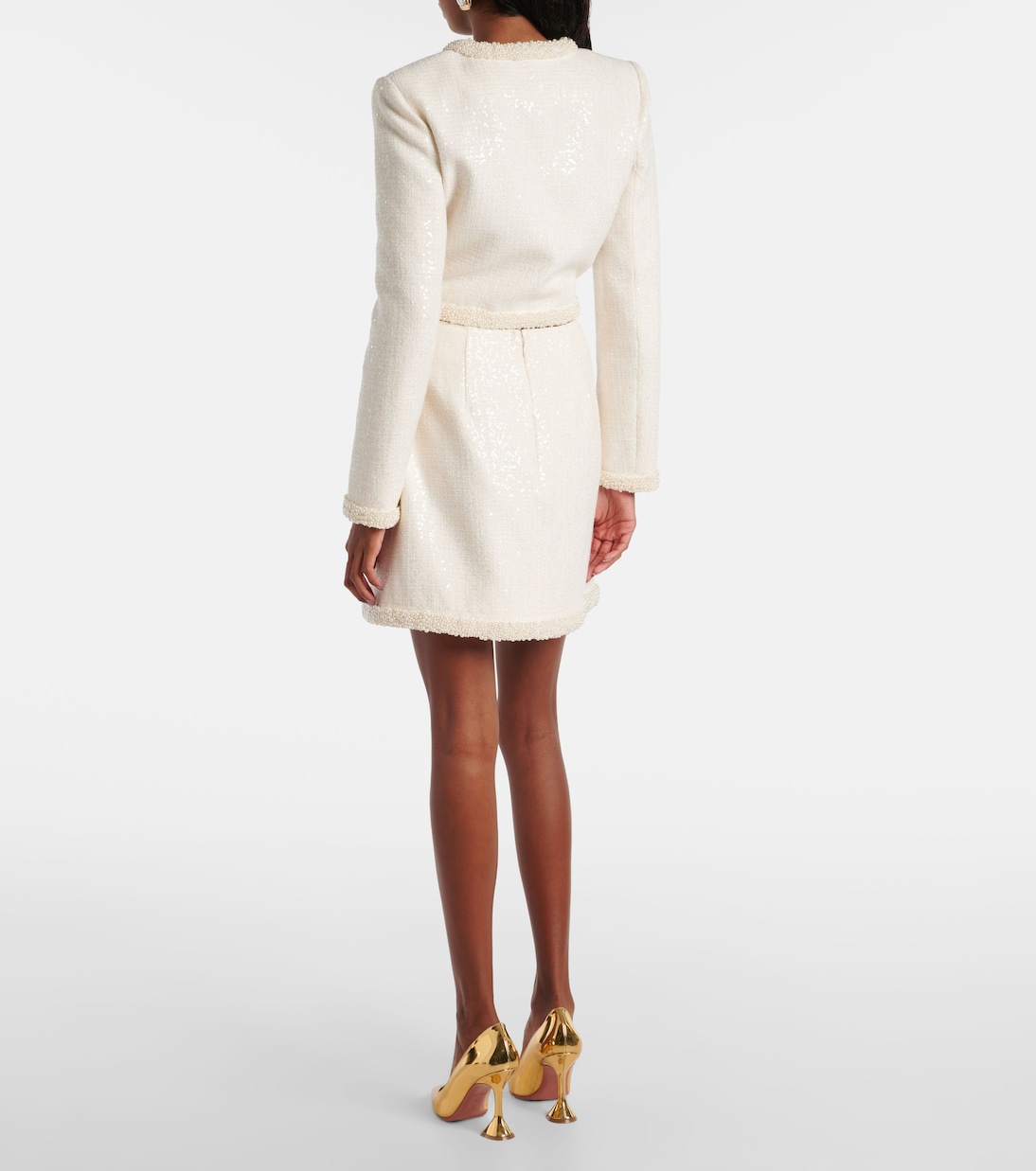 Minigonna in bouclé con perle bijoux | Self-Portrait