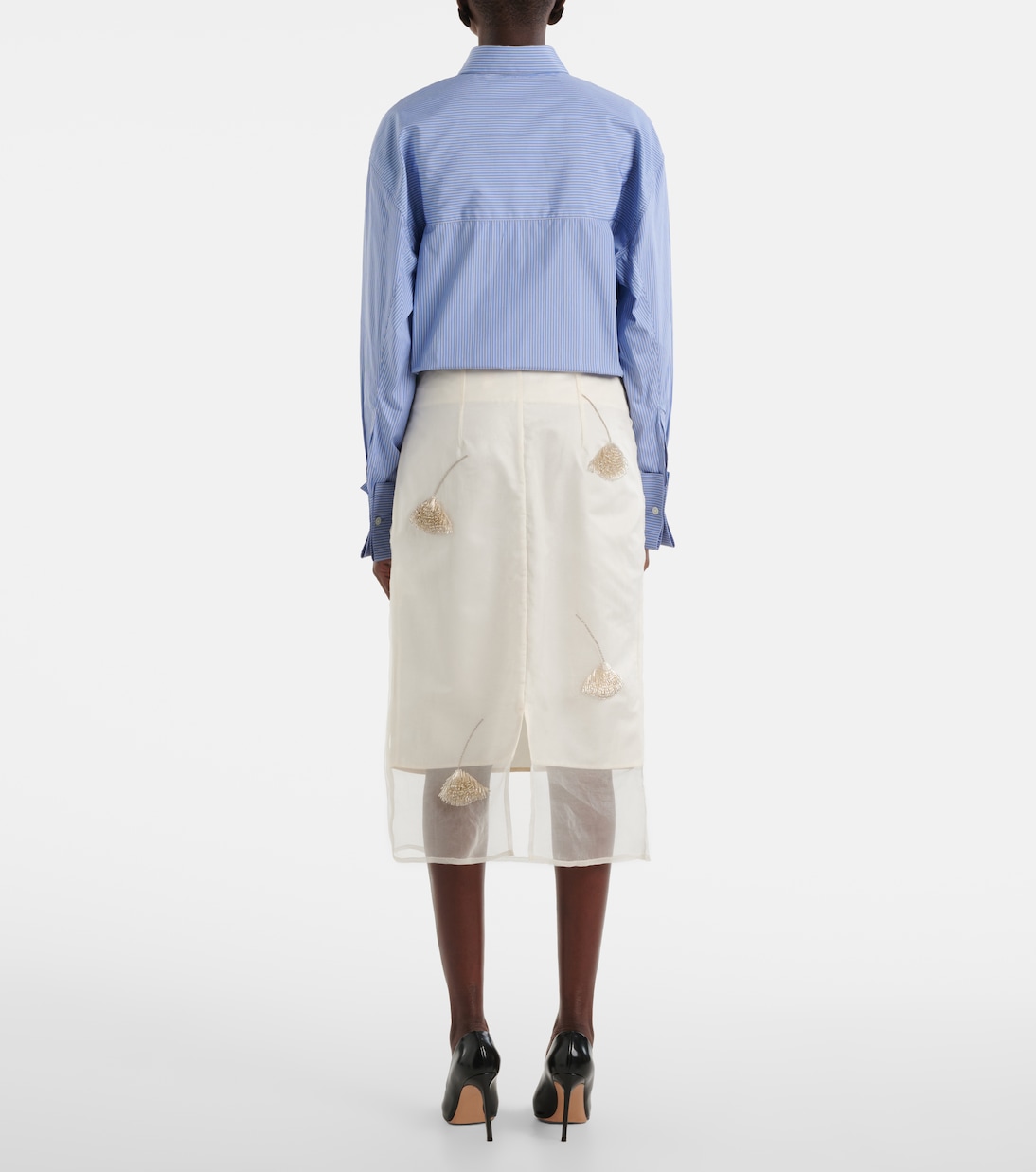 Jupe crayon en soie à perles | Róhe