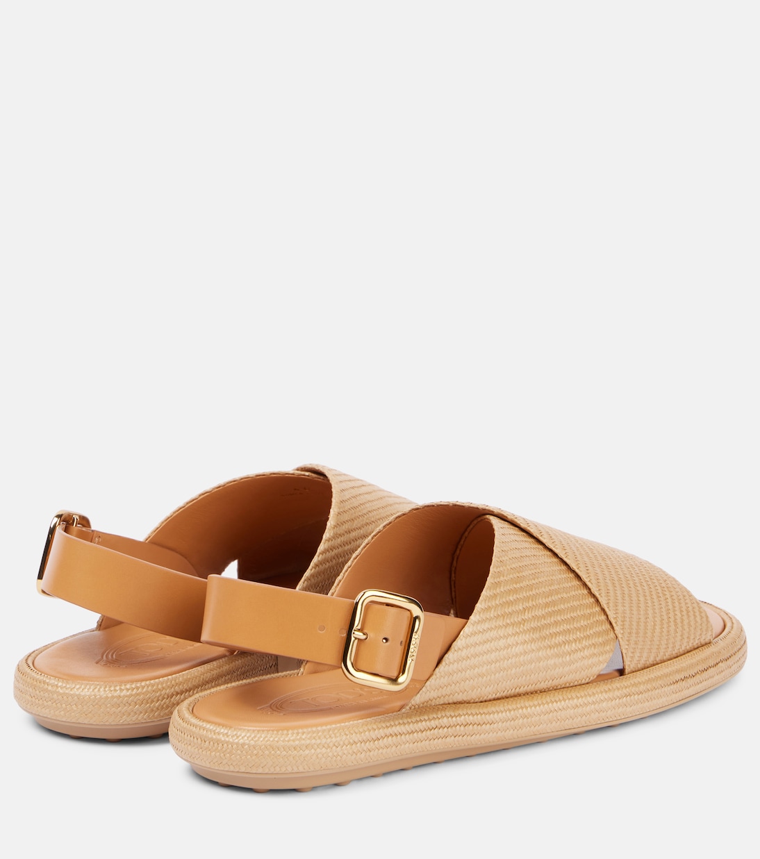 Woven leather-trimmed sandals | Tod's