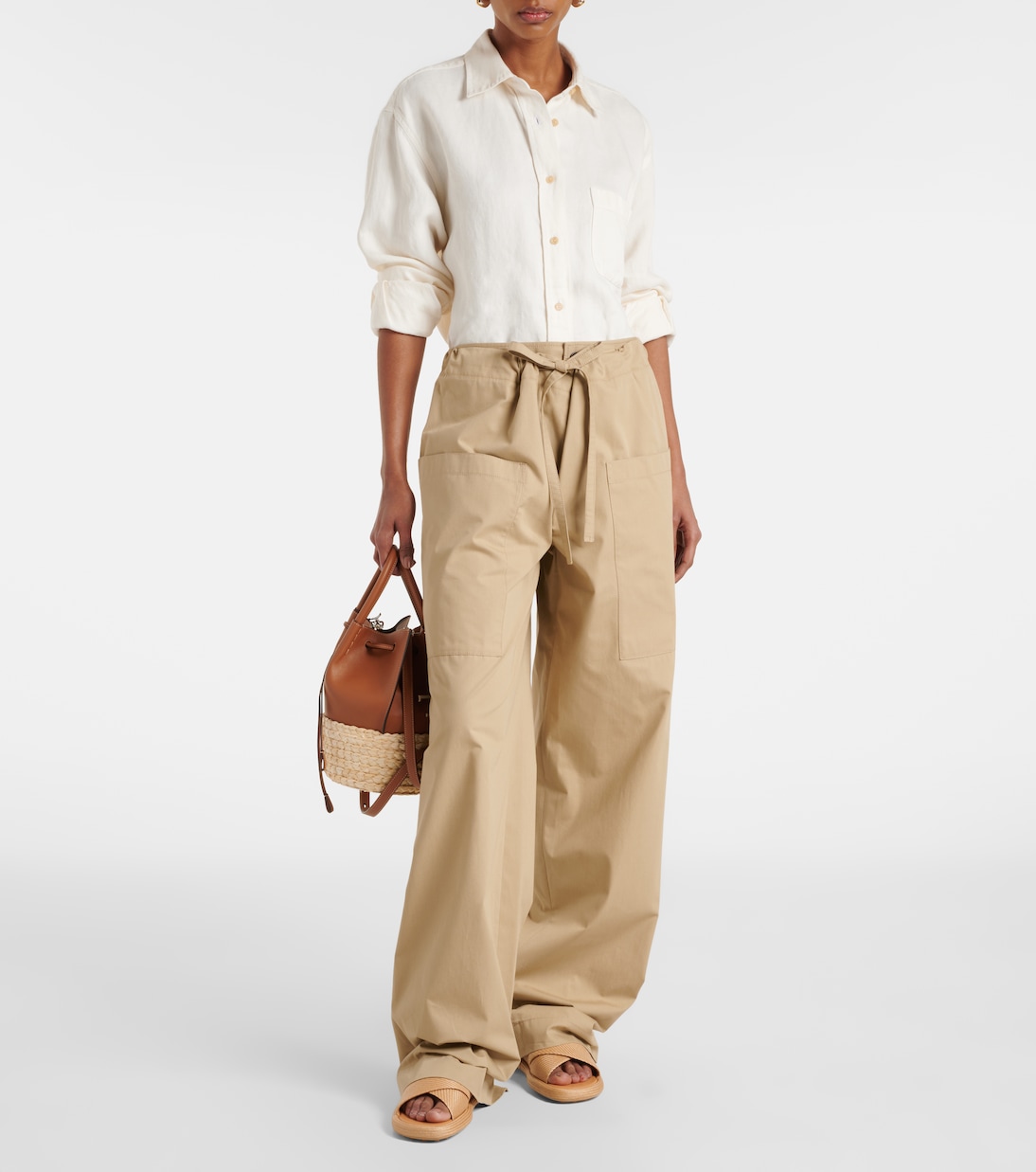 Woven leather-trimmed sandals | Tod's