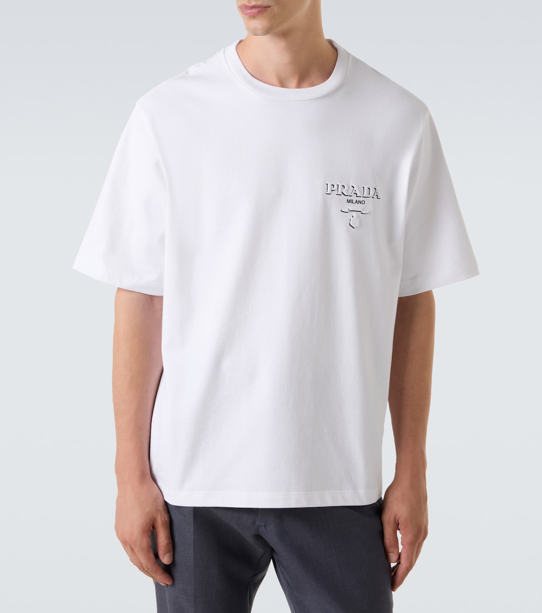 Logo oversized cotton jersey T-shirt  | Prada