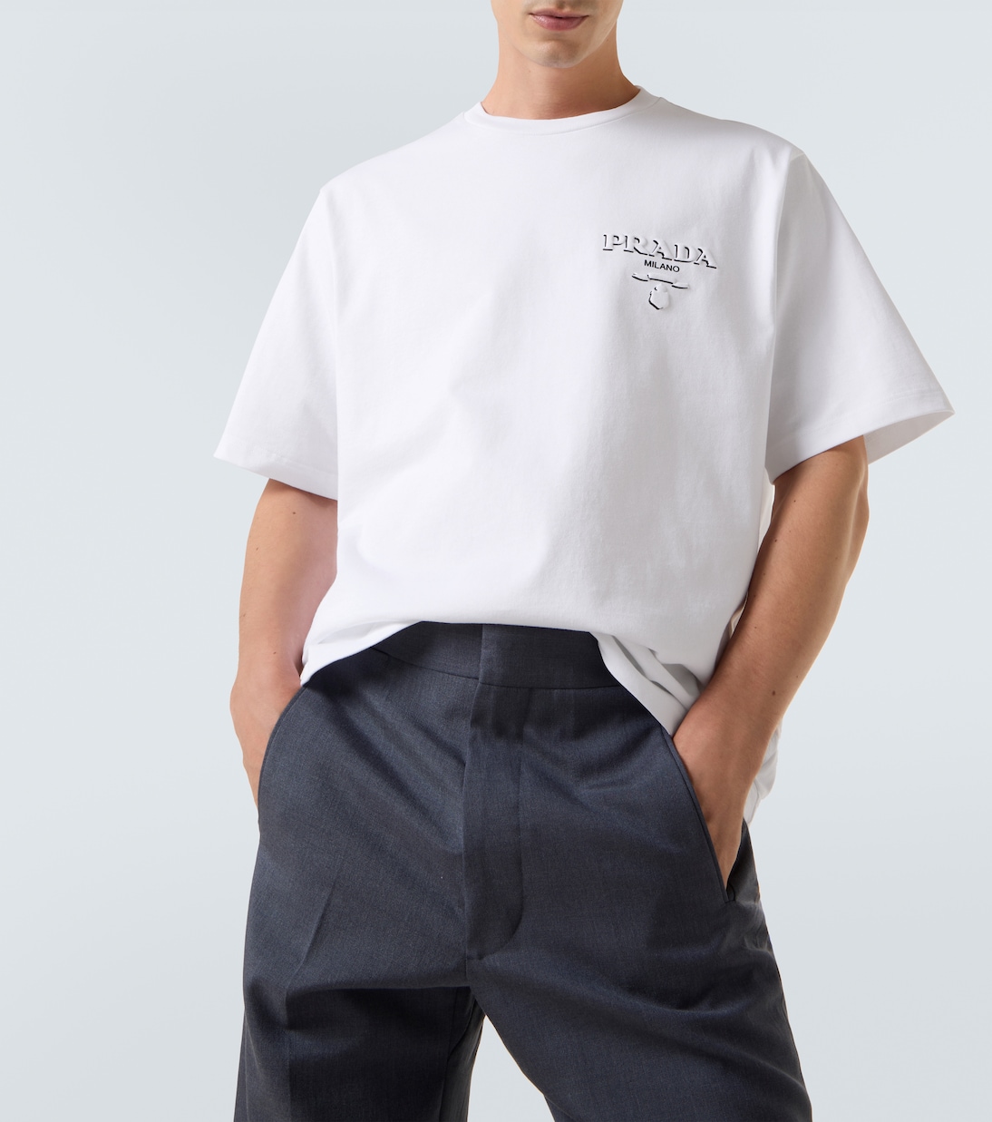 Logo oversized cotton jersey T-shirt  | Prada