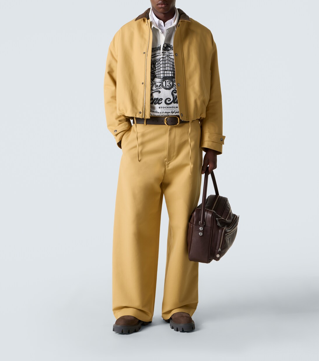 Mid-rise cotton satin wide-leg pants | Acne Studios