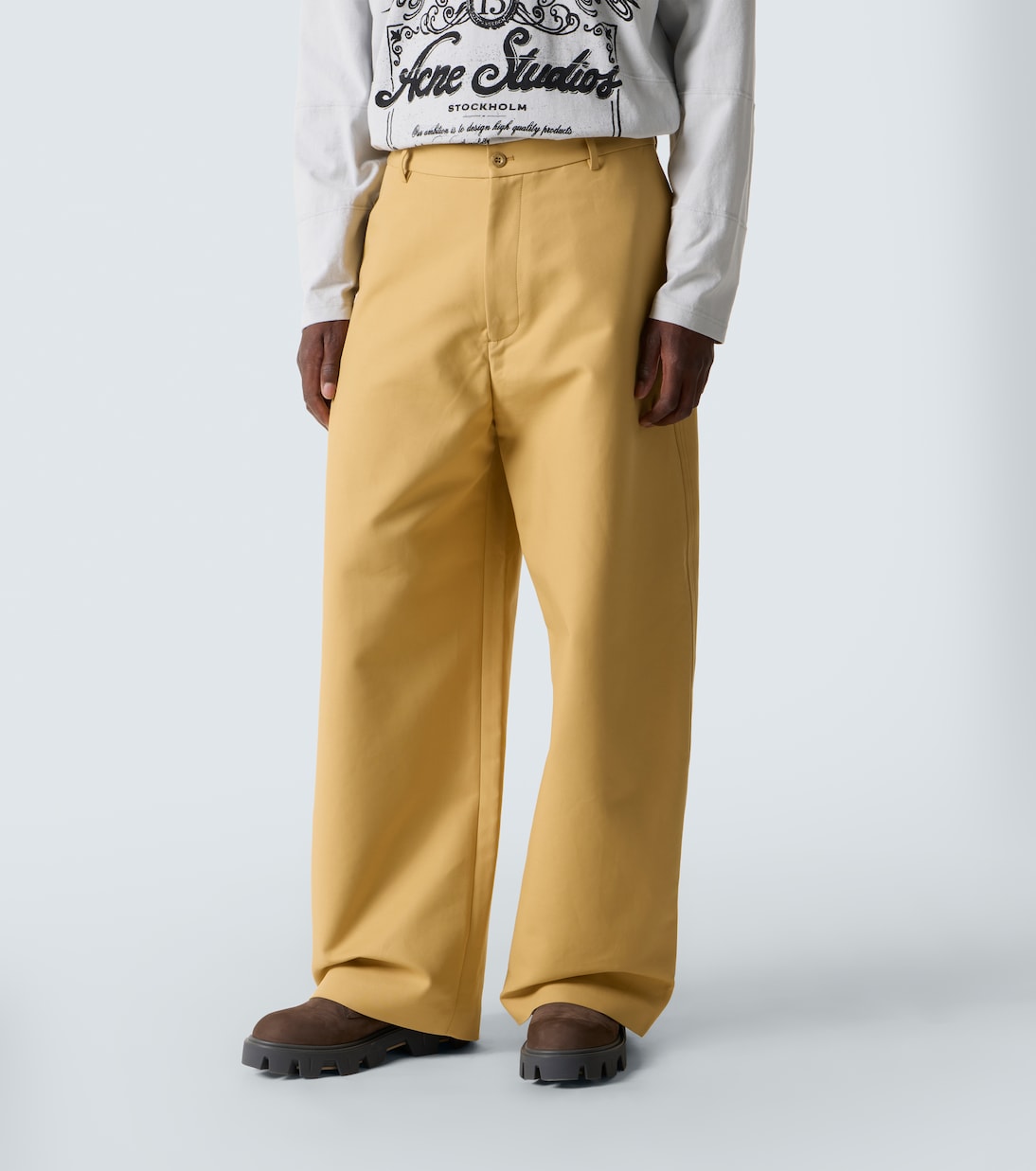 Mid-rise cotton satin wide-leg pants | Acne Studios
