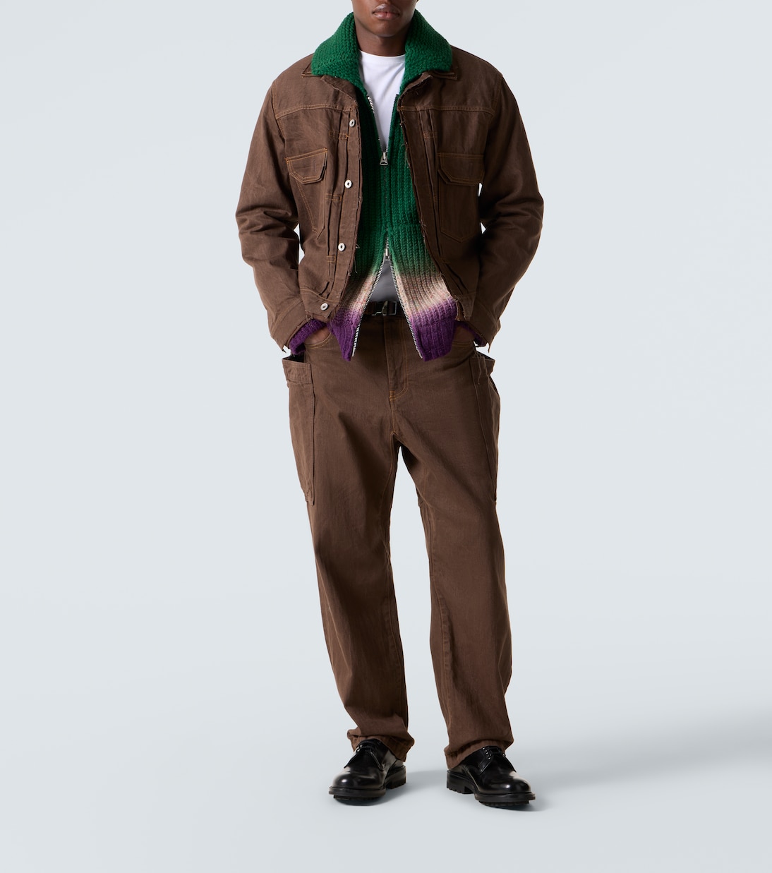 Ribbed-knit wool zip-up cardigan | Sacai