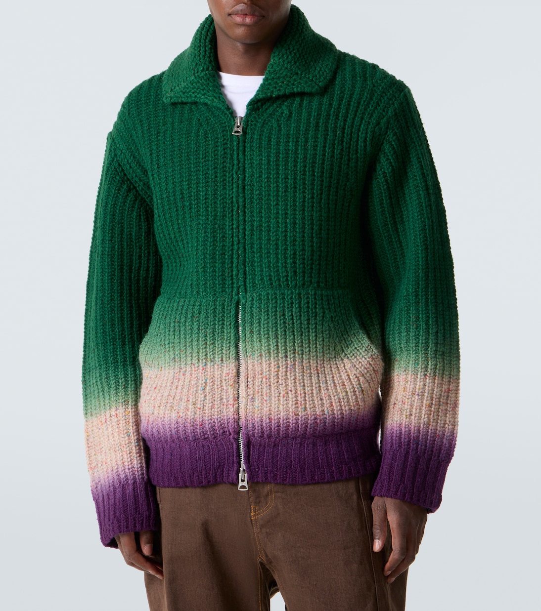 Ribbed-knit wool zip-up cardigan | Sacai