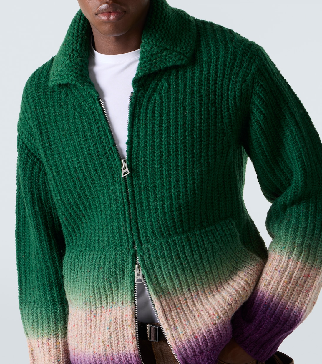 Ribbed-knit wool zip-up cardigan | Sacai