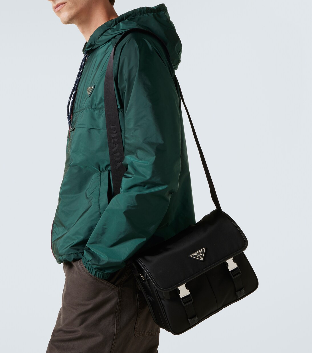 Messenger Bag aus Re-Nylon mit Leder | Prada