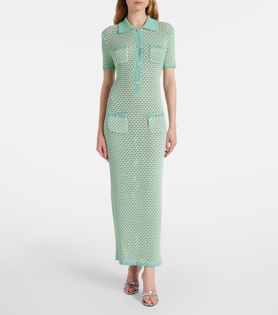 Maxikleid aus Häkelstrick | Versace