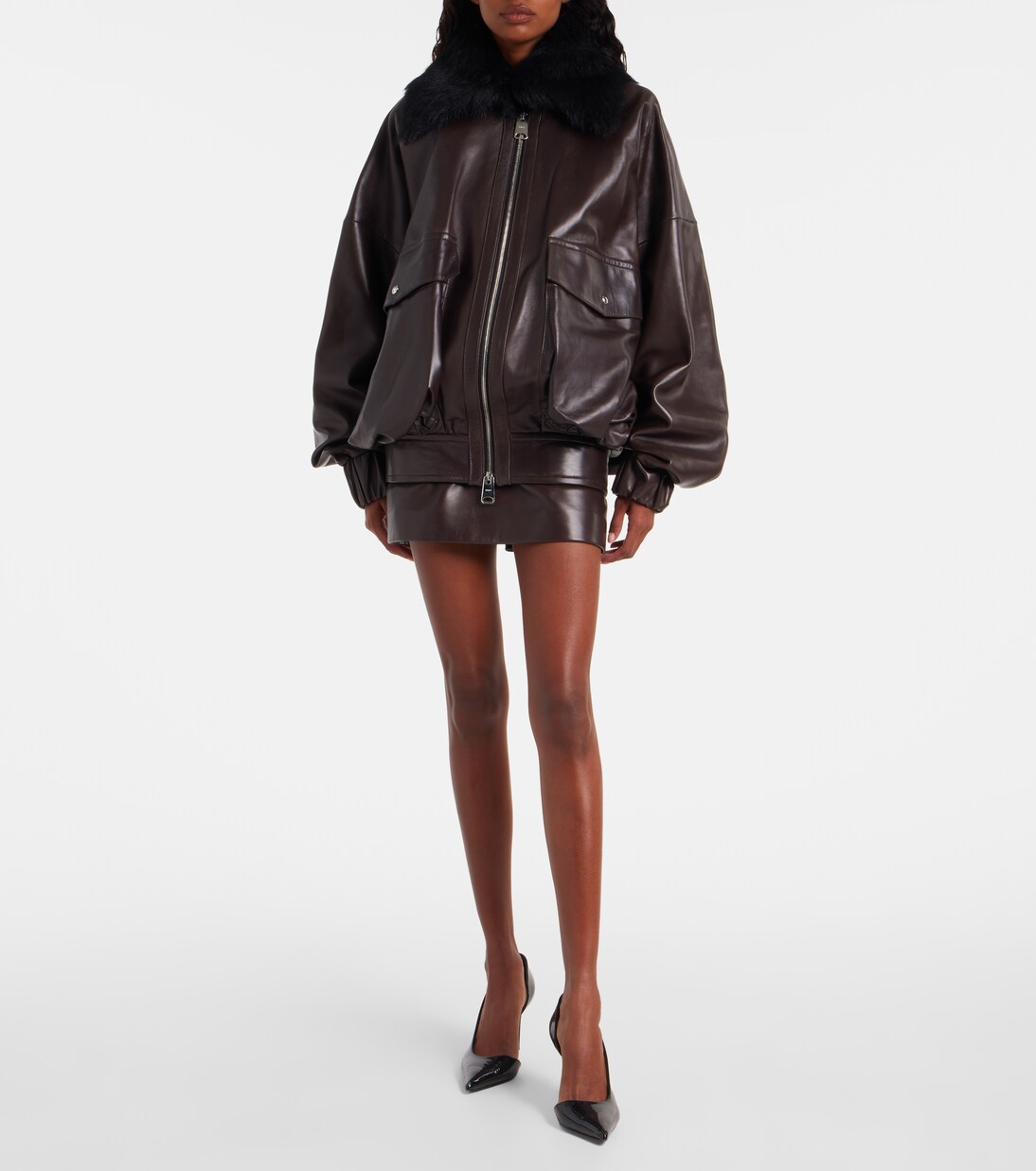 Daemon oversized leather blouson jacket | Khaite