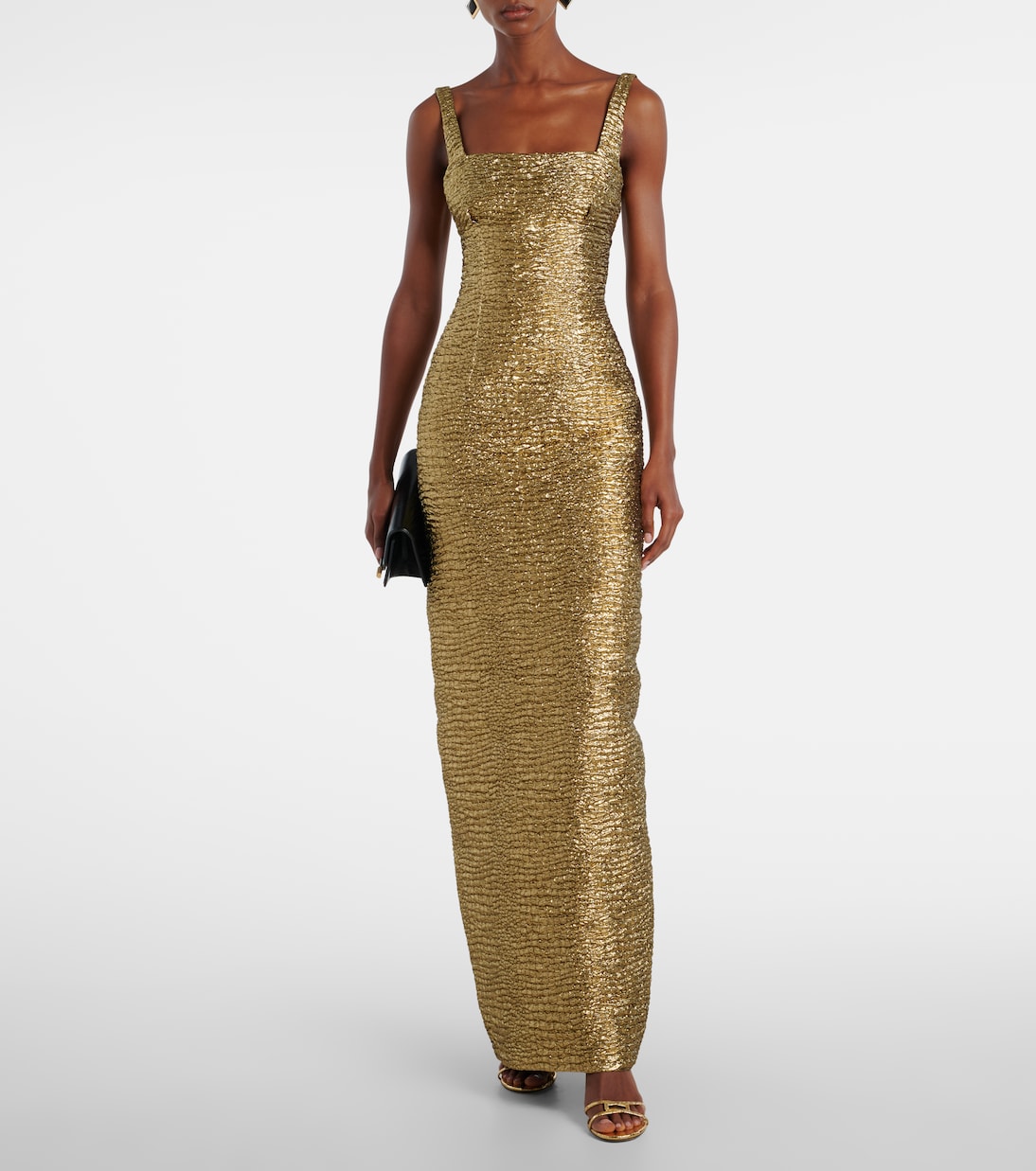 Micheline metallic-effect seersucker gown | Emilia Wickstead