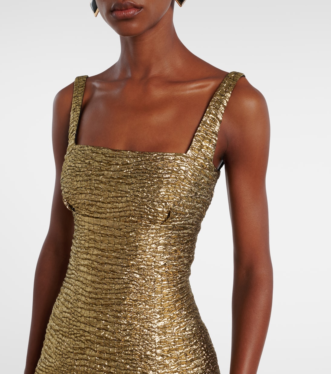 Micheline metallic-effect seersucker gown | Emilia Wickstead