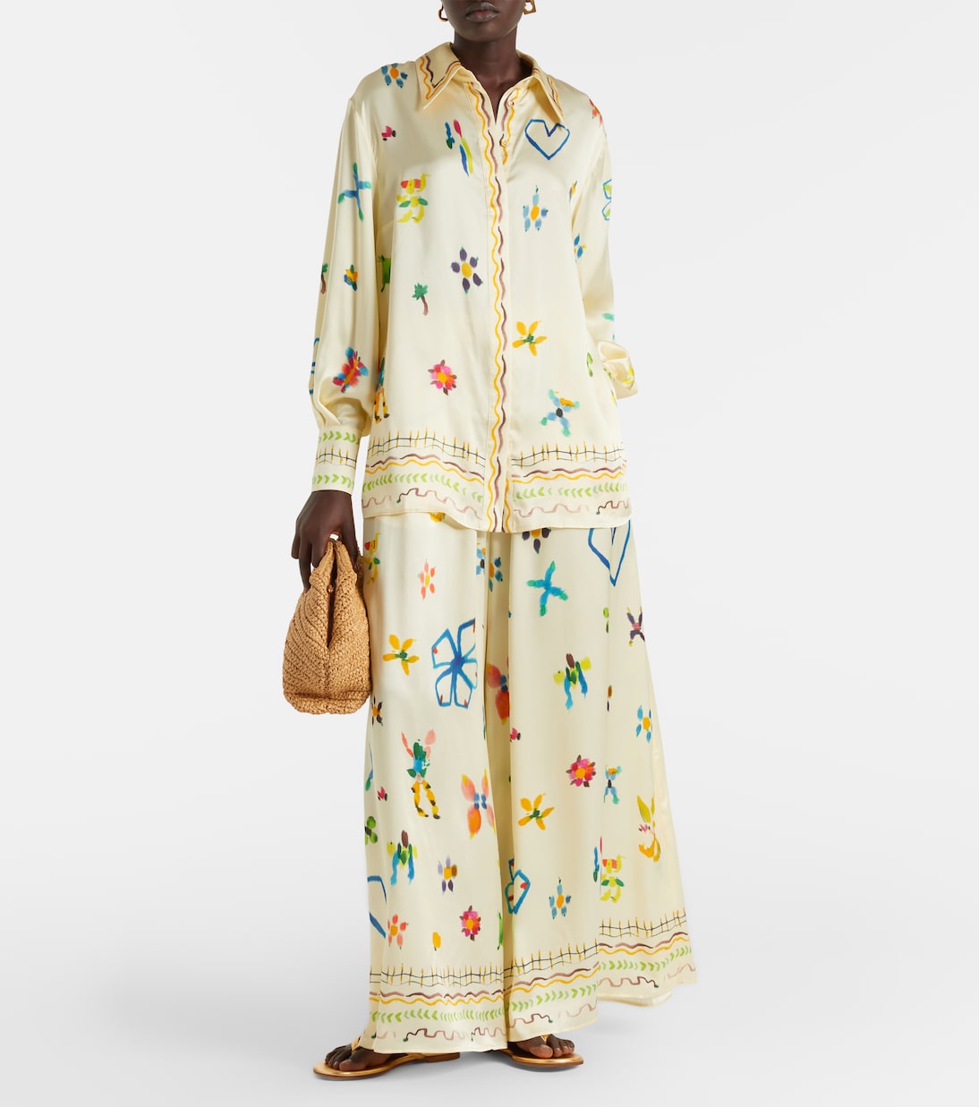 Sidi floral silk palazzo pants | Alémais