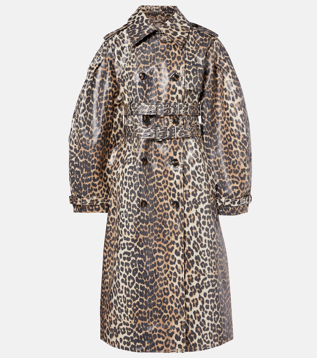 Trench in tela di cotone leopardata | Ganni