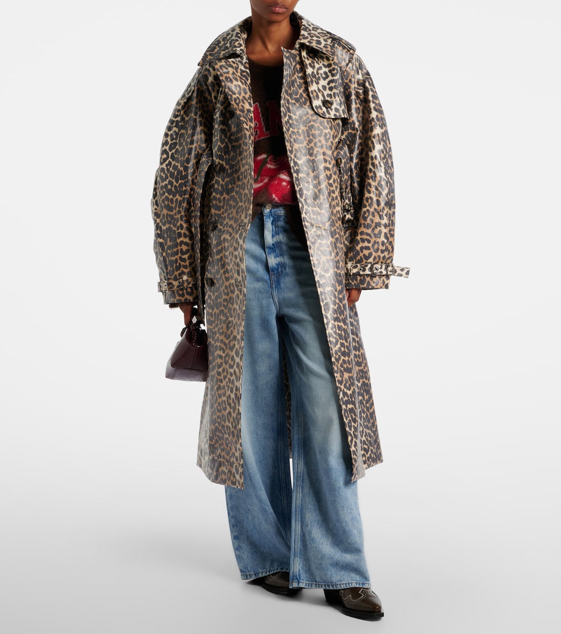 Trench in tela di cotone leopardata | Ganni