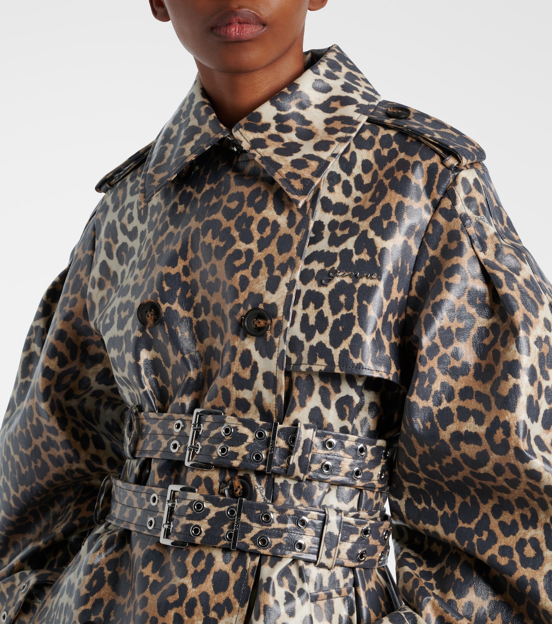 Trench in tela di cotone leopardata | Ganni
