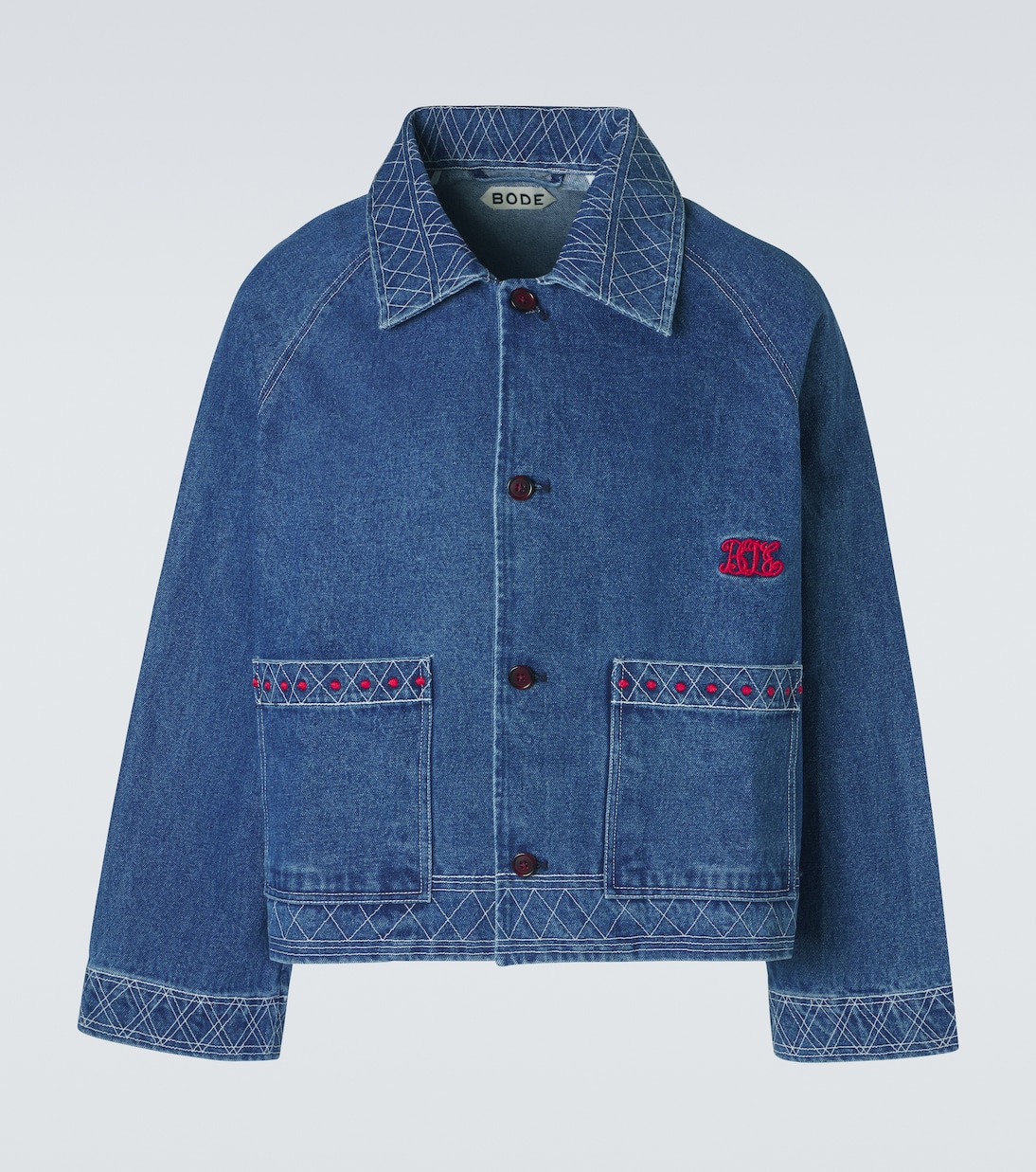 Embroidered wool and cotton denim jacket | Bode