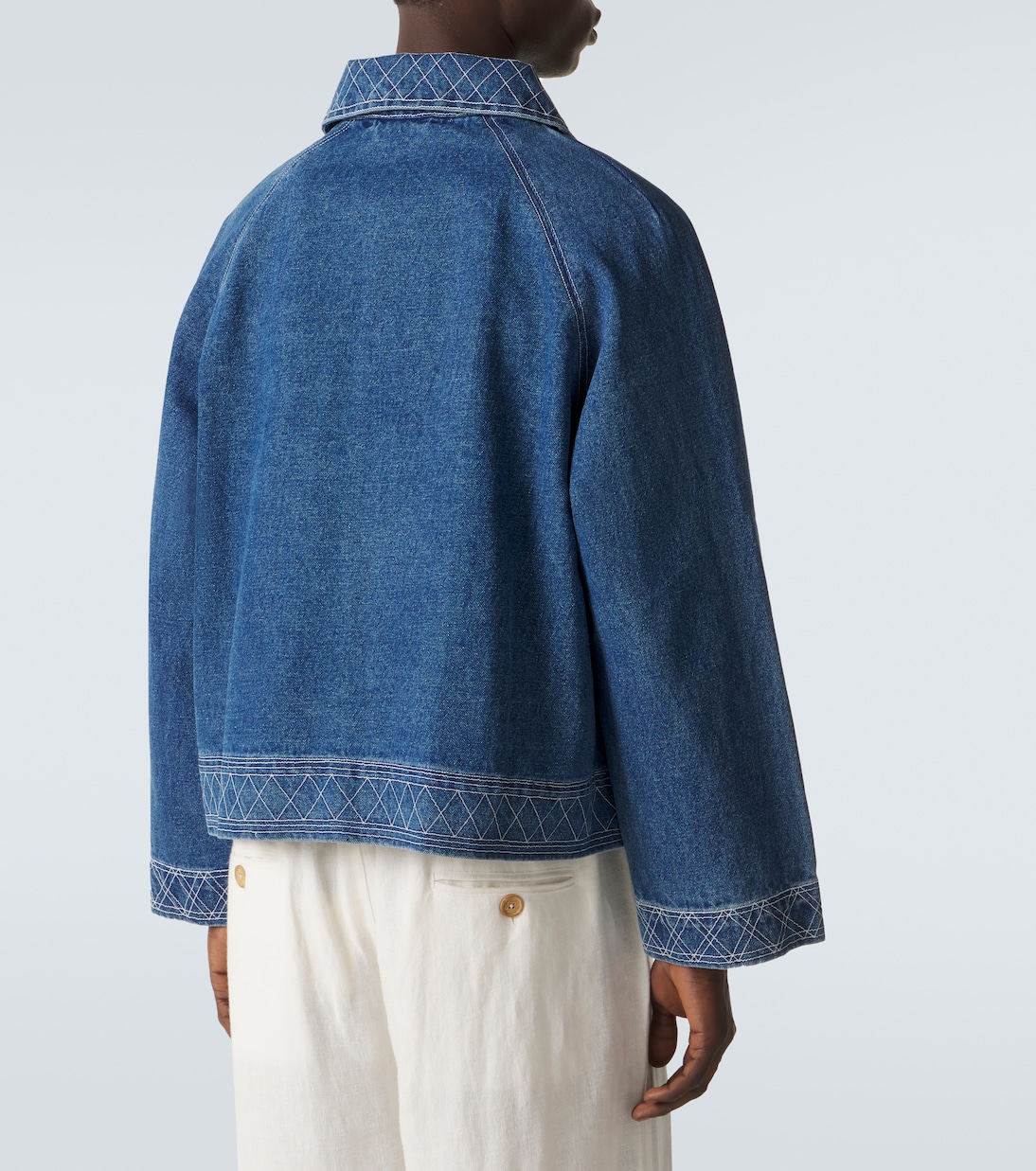 Embroidered wool and cotton denim jacket | Bode