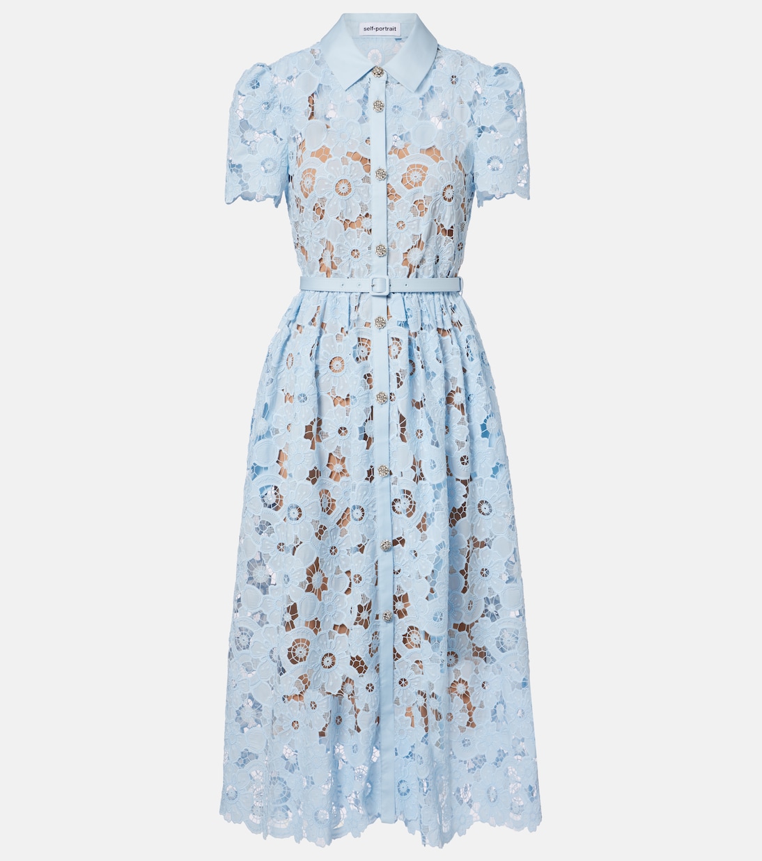 Belted lace shirt dress | Self-Portrait